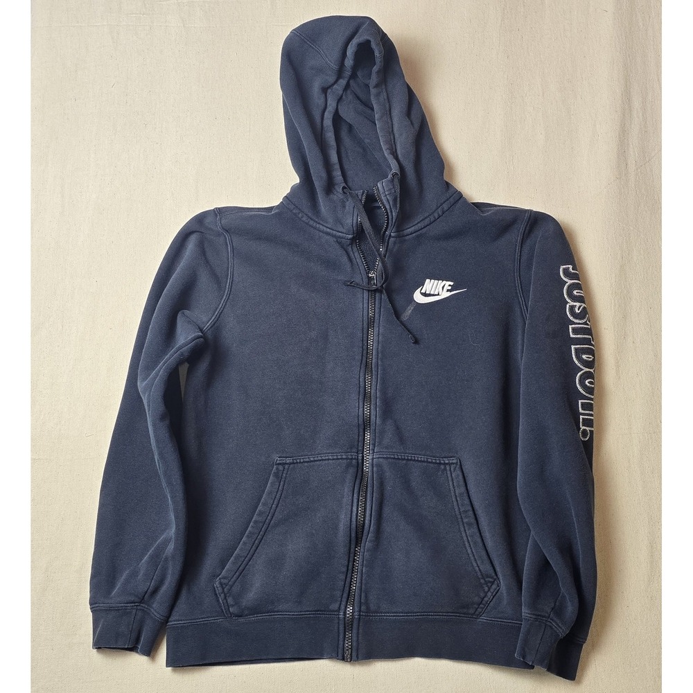 Nike Black White Long Sleeve Pullover‎ Embroidered Logo Hoodie Men's Small Flaw